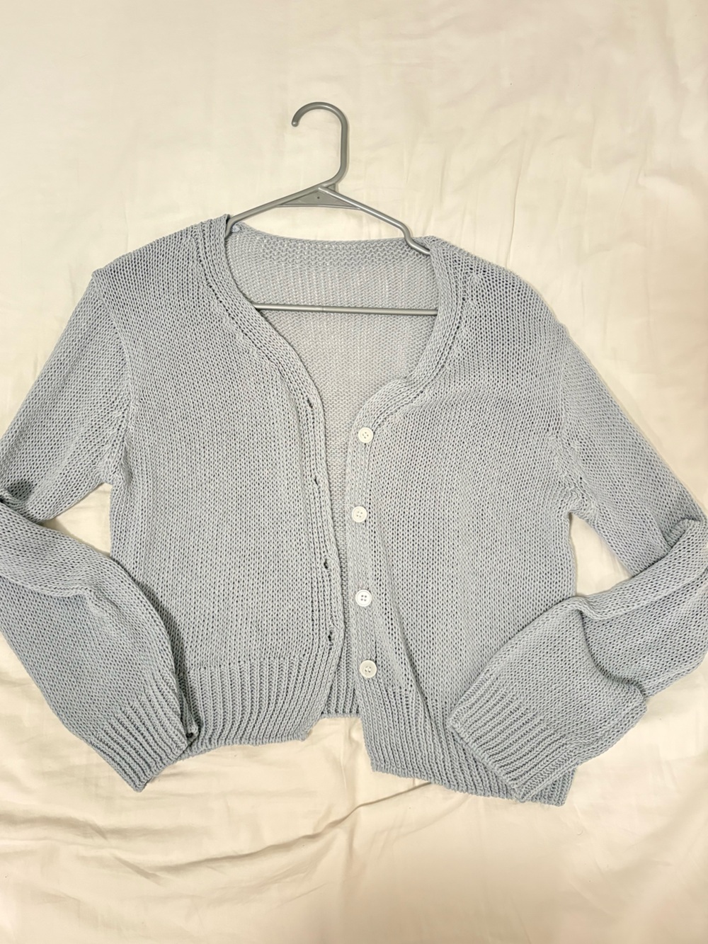 Light Blue Knit Button-Front Women’s Sweater